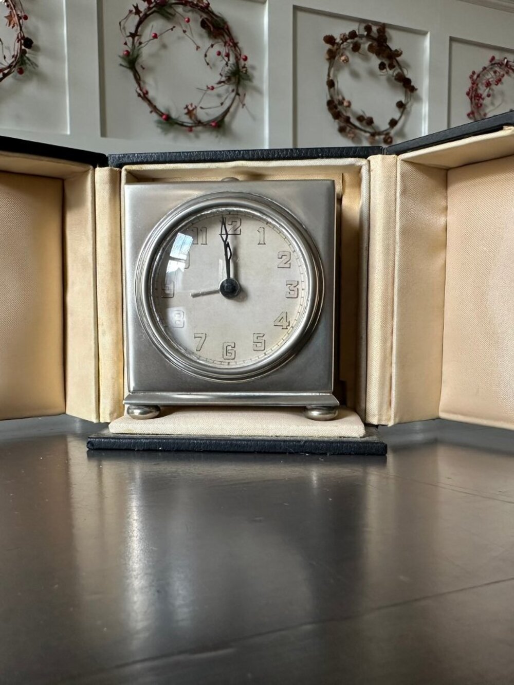 Pottery Barn Carriage Clock w/ Case – Vintage 1998 Travel Clock